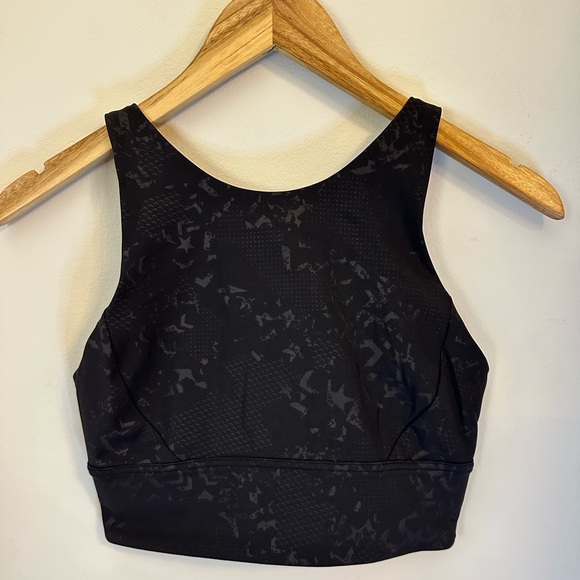 Lululemon High Neck Long Line Bra Black Embossed Size 6 - Picture 3 of 10